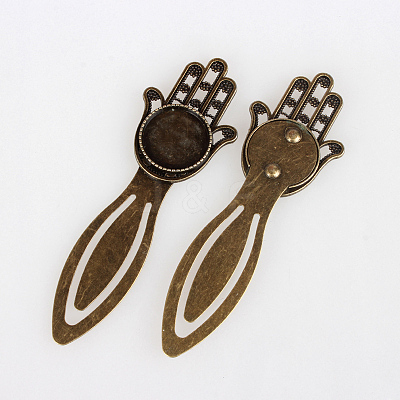 Antique Bronze Iron Bookmark Cabochon Settings X-PALLOY-N0084-12AB-NF-1