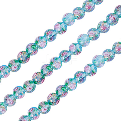 1 Strand Handmade Glod Sand Lampwork Beads Strands LAMP-TA0002-09G-1