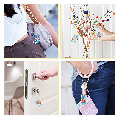 2 Sets 2 Style DIY Diamond Painting Sporting Panda Keychain Kits DIY-TA0003-80-1