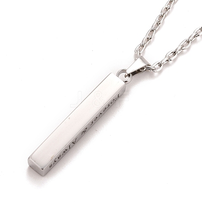 Rectangle with Word I Love You 304 Stainless Steel Pendant Necklace with Alloy Cable Chain for Women NJEW-M192-01P-1