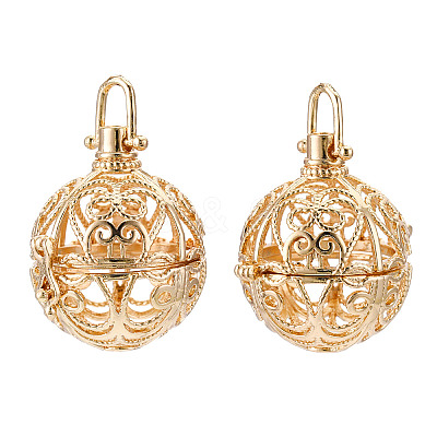 Rack Plating Brass Cage Pendants KK-Q402-01KC-1