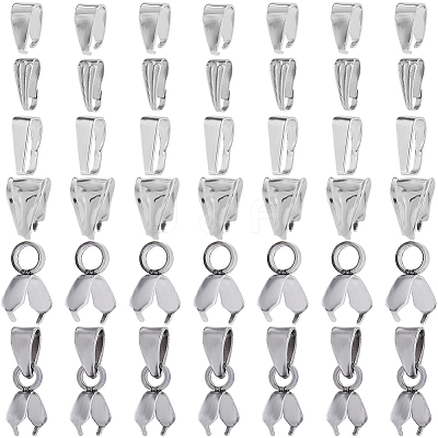 180Pcs 6 Styles 201 & 304 Stainless Steel Snap On Bails & Ice Pick Pinch Bails STAS-SC0005-61-1