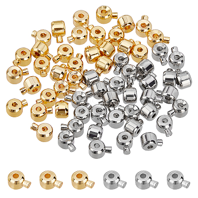 60Pcs 2 Colors Brass Crimp Beads FIND-AR0001-55-1