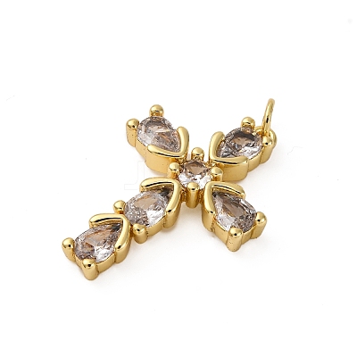 Brass Micro Pave Cubic Zirconia Pendants KK-P308-29G-1