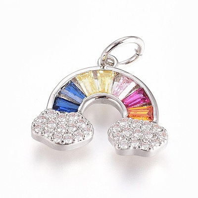 Brass Micro Pave Cubic Zirconia Pendants ZIRC-G166-26-1