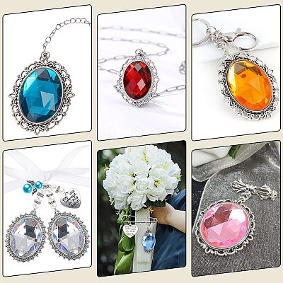10Pcs 10 Styles Tibetan Style Alloy Pendant Cabochon Settings FIND-SP0002-50-1