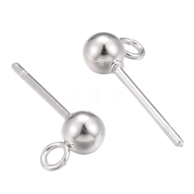 30Pcs 3 Size 304 Stainless Steel Ball Stud Earring Post STAS-LS0001-06S-1