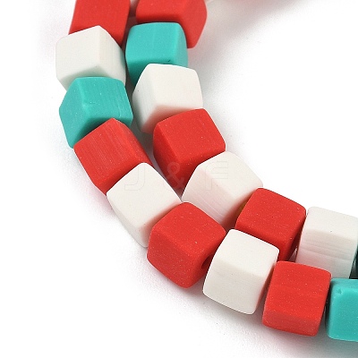 Christmas Handmade Polymer Clay Beads Strands CLAY-F006-01C-1