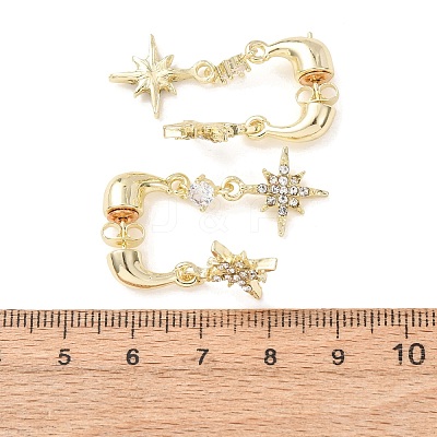 Brass Rhinestone Stud Dangle Earrings EJEW-B0160-01G-1