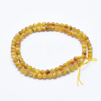 Natural Gold Tiger Eye Beads Strands G-K203-84-4mm-1