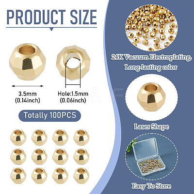100Pcs Brass Spacer Beads KK-TA0008-36-1
