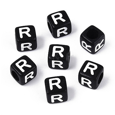 Initial Acrylic Horizontal Hole Beads X-OACR-ZX006-35R-1