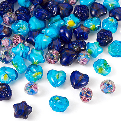 80Pcs 8 Styles Millefiori Glass Beads Strands GLAA-TA0003-43B-1