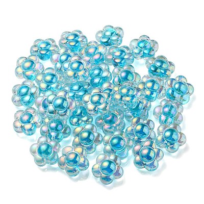 UV Plating Rainbow Iridescent Transparent Acrylic Beads OACR-C007-11C-1