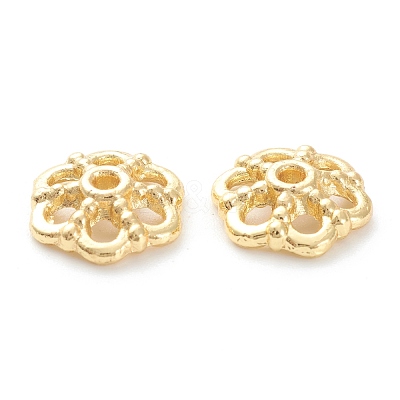 Rack Plating Alloy Flower Bead Caps KK-J277-07G-1