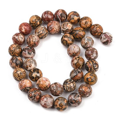 Natural Leopard Skin Jasper Round Bead Strands G-P072-45-10mm-1