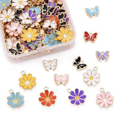 120Pcs 12 Styles Alloy Enamel Pendants ENAM-LS0001-23LG-1