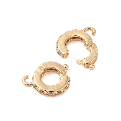 Brass Micro Pave Clear Cubic Zirconia Spring Ring Clasps KK-B100-001G-1