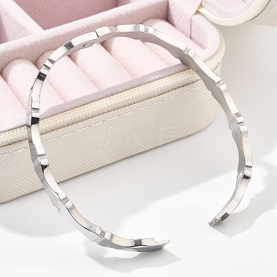 Bamboo Joint 304 Stainless Steel Bangles for Women BJEW-Z092-01P-1