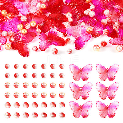 100Pcs 4 Styles Acrylic with Plastic Imitation Pearl Beads OACR-TA0002-88-1