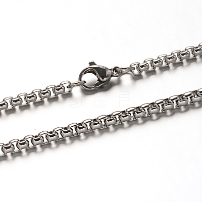 Tarnish Resistant 304 Stainless Steel Box Chain Necklaces NJEW-H421-2-1