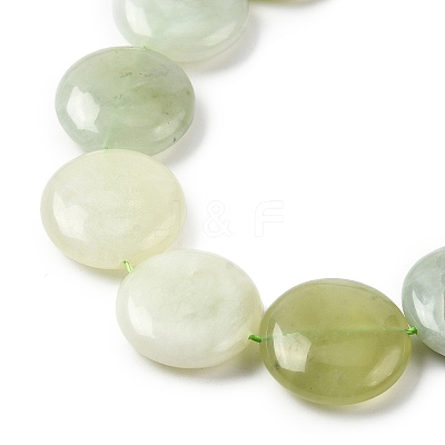 Natural Flat Round Xiuyan Jade Beads Strands G-L245-03B-1