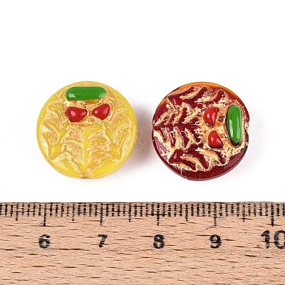 Flat Round with Mushroom Glass Beads GLAA-T025-62M-1