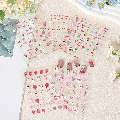 5Pcs 5 Style PET Plastic Decorative Sticker MRMJ-SP0001-25-1