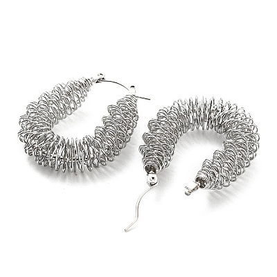 Non-Tarnish 304 Stainless Steel Teardrop Hoop Earrings EJEW-B023-01P-1