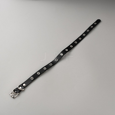 Punk Rock Style Alloy Rivet Imitation Leather Chocker Necklaces NJEW-WH20011-09P-01-1
