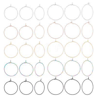 40Pcs 10 Style 316 Surgical Stainless Steel Hoop Earrings Findings STAS-UN0039-39-1