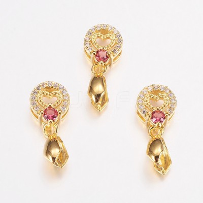Long-Lasting Plated Brass Micro Pave Cubic Zirconia Ice Pick Pinch Bails ZIRC-F069-04B-G-1