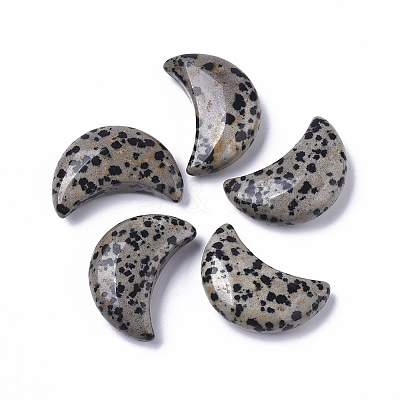 Moon Shape Natural  Dalmatian Jasper Healing Crystal Pocket Palm Stones X-G-T132-001-1