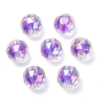 Two Tone UV Plating Rainbow Iridescent Acrylic Beads TACR-D010-06G-1