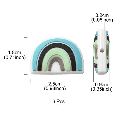 6Pcs Food Grade Eco-Friendly Silicone Focal Beads SIL-YW0001-04B-1