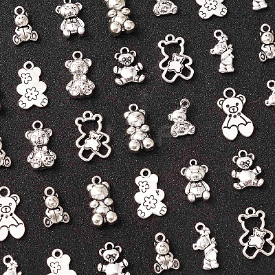100Pcs 10 Styles Tibetan Style Alloy Pendants TIBEP-CJ0003-11-1