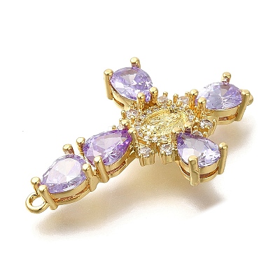 Rack Plating Brass Micro Pave Cubic Zirconia Links KK-P287-51G-05-1