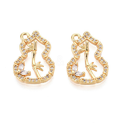 Brass Micro Pave Cubic Zirconia Pendants KK-N263-51G-1