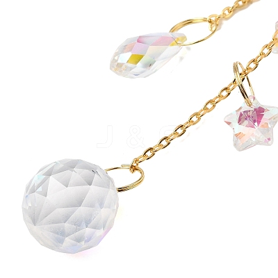 Candle Alloy Rhinestone & Glass Crystal Suncatchers HJEW-E013-06G-1