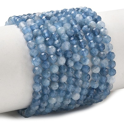 Natural Devil Blue Aquamarine Beads Strands G-P629-A03-03-1