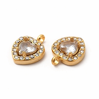 PVD Vacuum Plating 304 Stainless Steel Cubic Zirconia Pendants STAS-A076-02G-01-1