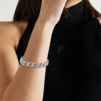 1Pc Alloy Leaf Link Chain Bracelets for Women BJEW-LP0001-63-1