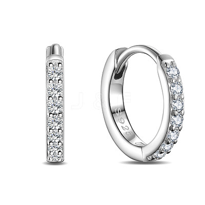 Rhodium Plated 925 Sterling Silver Huggie Hoop Earrings JE893A-04-1