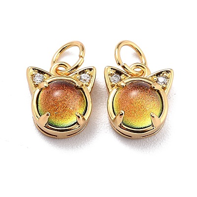 Brass Cubic Zirconia Charms ZIRC-H122-05G-1