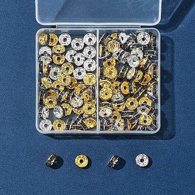 120Pcs 2 Colors Brass Rhinestone Spacer Beads RB-FS0001-05C-1