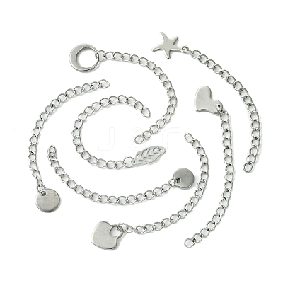 7Pcs 7 Styles 304 Stainless Steel Chain Extender STAS-FS0001-49P-1