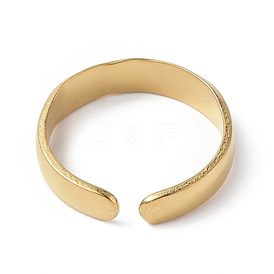 Ion Plating(IP) 304 Stainless Steel Crescent Moon Open Cuff Ring for Women X-RJEW-C046-01G-1
