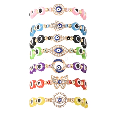 Resin Evil Eye Braided Bead Bracelets for Women BJEW-FS00018-03-1