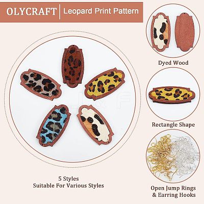 DIY Leopard Print Pattern Rectangle Dangle Earring Making Kit DIY-OC0009-49-1