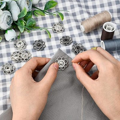 20 Sets 2 Colors Hollow Alloy Snap Buttons BUTT-NB0001-38-1